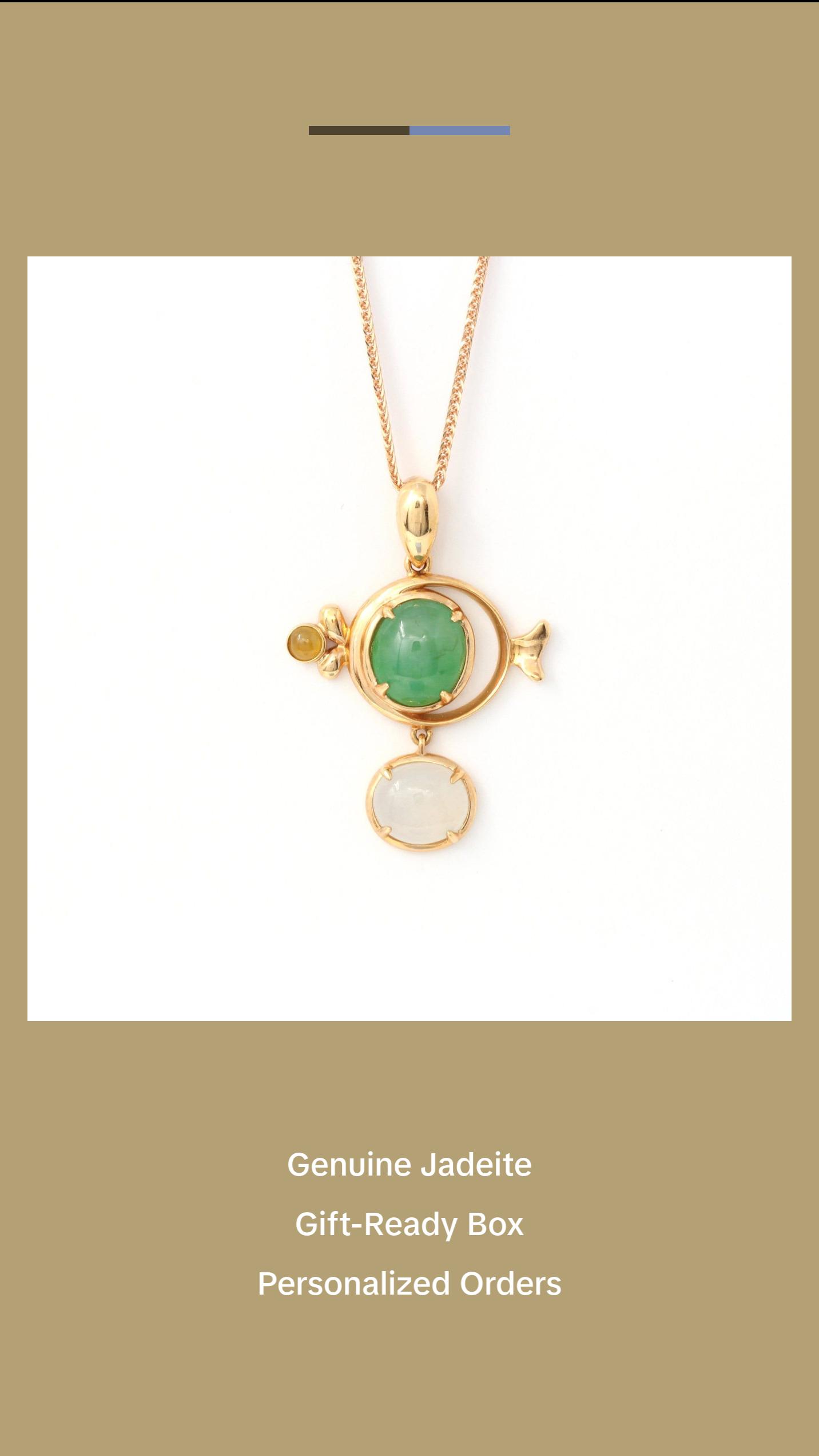 18k Rose Gold Genuine Burmese Jadeite " Fish" Pendant Necklace