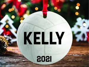 Personalized Volleyball Christmas Ornament, Volleyball Themed Gift, Kids Volleyball Gift, Team Volleyball Gift, Custom Volleyball Year Name