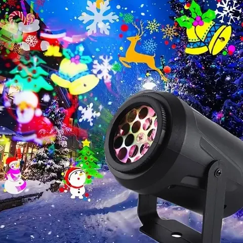 Christmas Light Projector with 16 Patterns, LED Christmas Projection Lamp, Snowflake Projector Lights for Indoor Outdoor Christmas Decorations, Home Party Garden Holiday Decor
