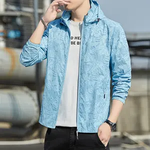 Summer Ice Silk Sun Protection Jacket for Men, Thin and Breathable, UV Protection, Men's Skin Jacket, Outdoor Fishing Sun Protection Coat