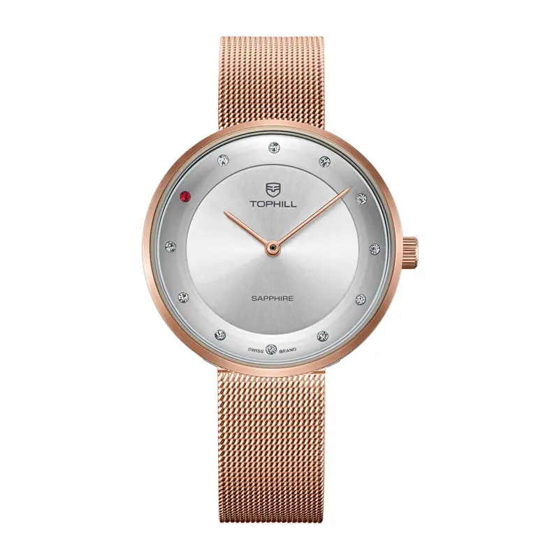 Elegant Rose Gold Milan Mesh Ladies Watch, Minimal Crystal Sapphire Dress Watch, Ideal Gift For Mom Girlfriend Bridesmaid Wedding Birthday