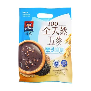 Quaker 100% Natural Five-Grain Black Sesame Cereal Drink 10 Sachets 300g - Instant Breakfast Meal Replacement, Taiwan Version
