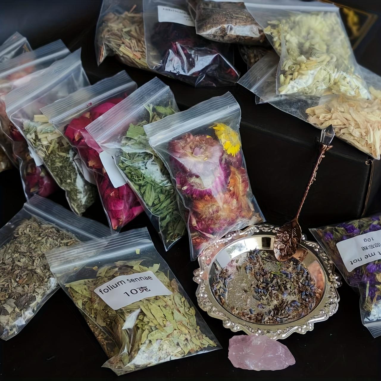 Witchcraft Supplies Kit 40 Pack - Spell Herbs - Beginner Witch Kit Box with Antique Spoon, Random Crystals, Witch Starter Kit, Witch Gift Decor Vintage