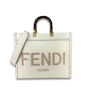 Pre-owned FENDI Leather Tote Bags Medium Cream Sunshine Shopper