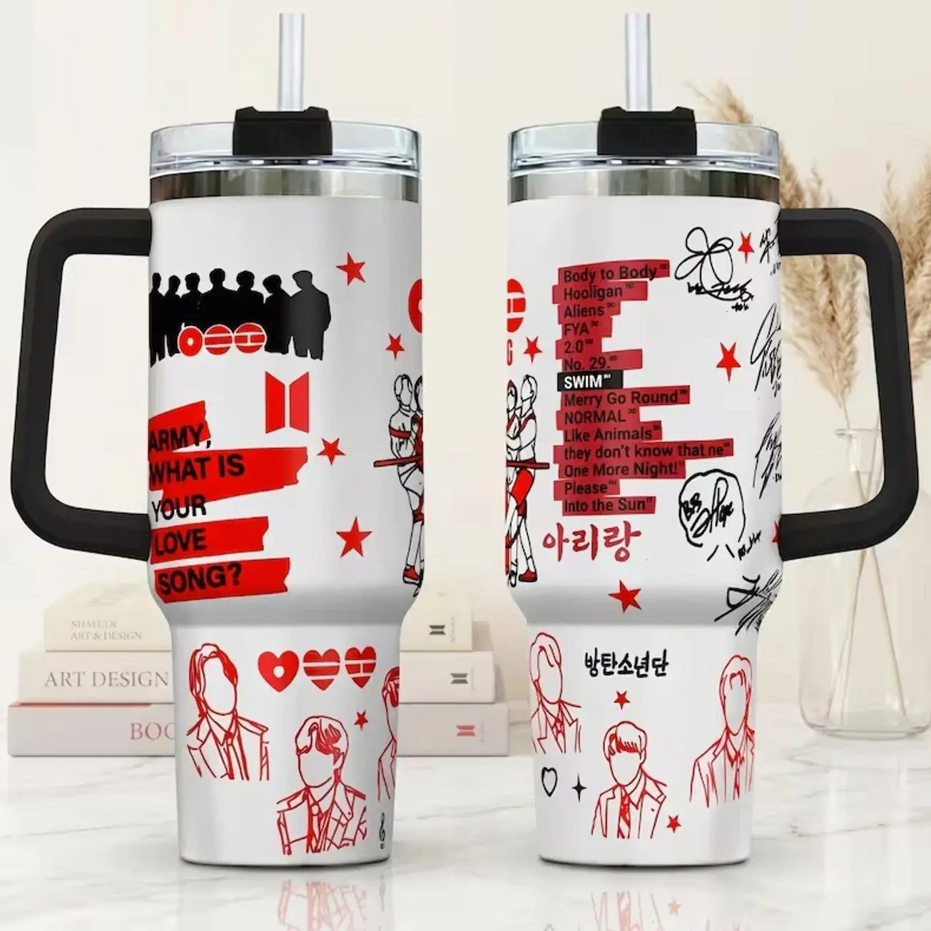 Arirang 40oz Tumbler, Kpop Fan Travel Mug, Insulated Stainless Steel Cup, Concer