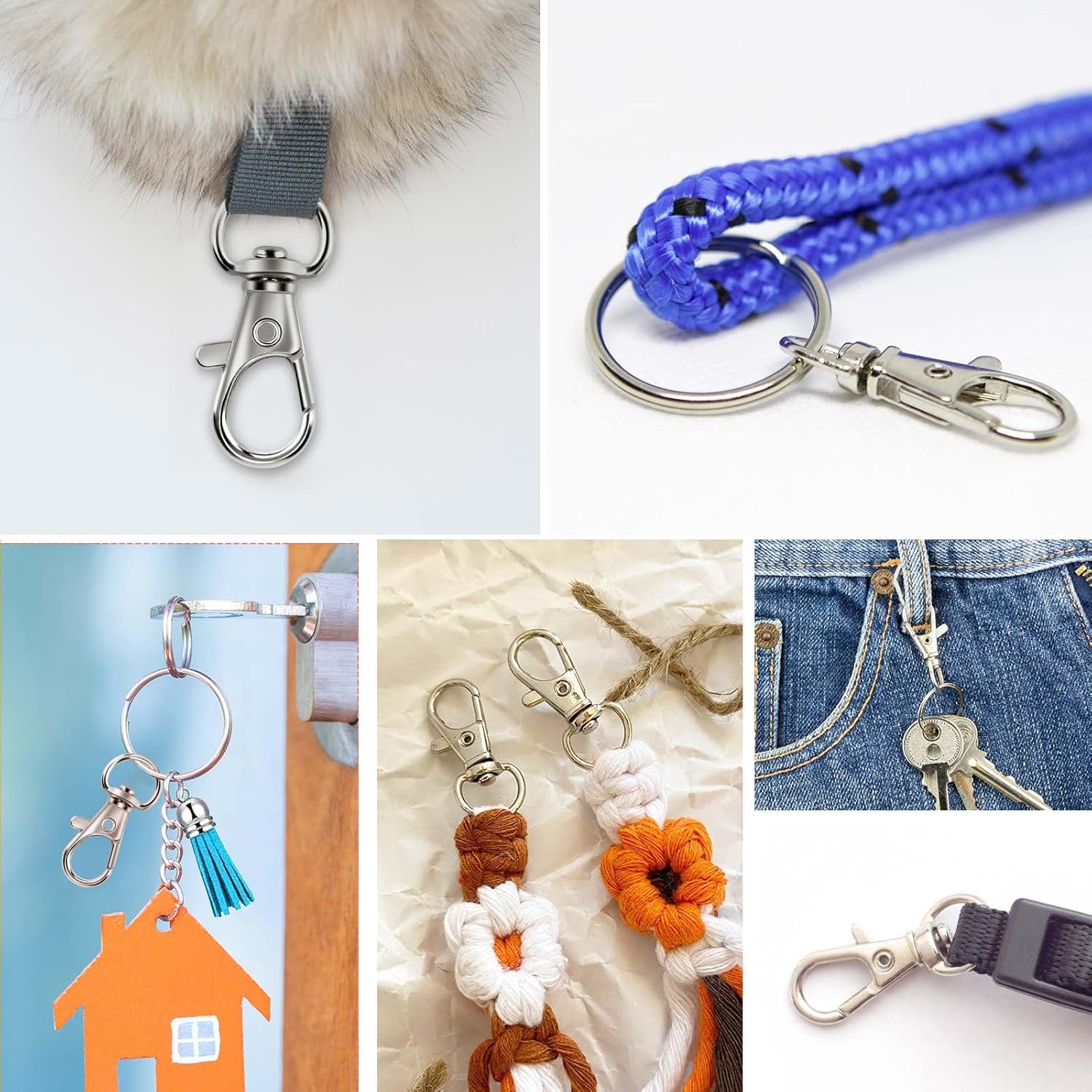 60PCS Keychain Making Kit, Including 30PCS Keychains Clips Hooks and 30PCS Key Chain Rings, Lobster Claw Clasps with Keychains Rings Accessories for Jewelry Making