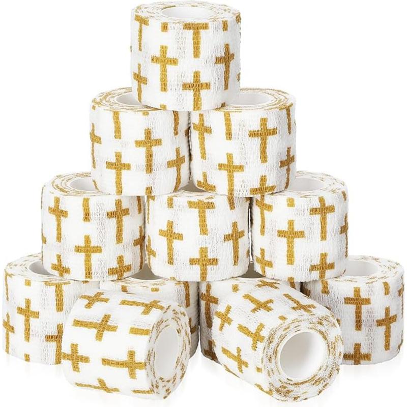 12 Pack Christian Athletic Sports Tape – 2" x 5 Yards Self-Adhesive Tape Support for Wrist, Ankle, Baseball & Football