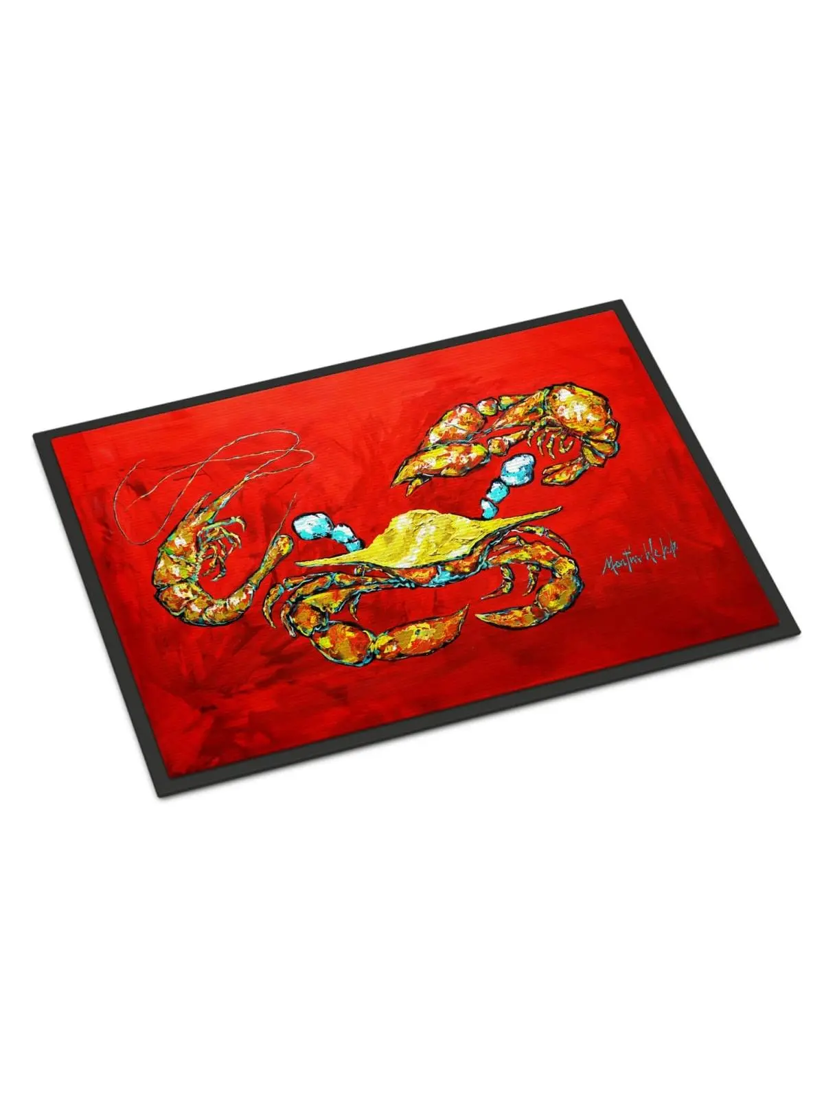 Carolines Treasures MW2123MAT Durable 18" x 27" Seafood-Themed Doormat, Indoor-Outdoor Use, No Suds Needed (Features Crab, Shrimp, Crawfish Designs), Seafood Sandwich Crab Shrimp Crawfish