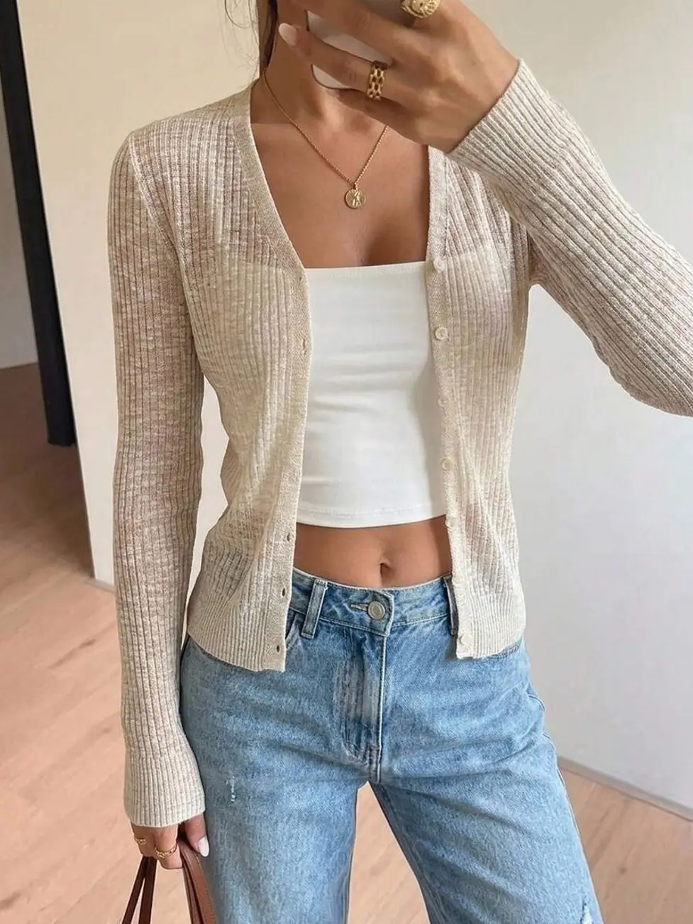 Women's Button Up Knit Cardigan, Long Sleeve Casual Sweater for School Fall Winter