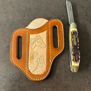 Pancake knife Sheath Trapper knife Sheath Leather knife Sheath outdoor accessories Knives