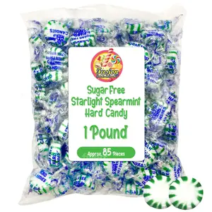 Arcor Sugar Free Spearmint Starlight Hard Candy - 1lb Bulk Bag - Keto Friendly Sugar Free Mints Individually Wrapped - Delicious Sugar Free Mint Candy for Fresh Breath