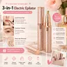 Women's Painless Electric All-Facial Hair Remover - Shaver, Epilator, USB Rechargeable Battery-Powered Tool with Charger, Cleaning Brush, Manual for Eyebrow, Lip, Chin Grooming, White