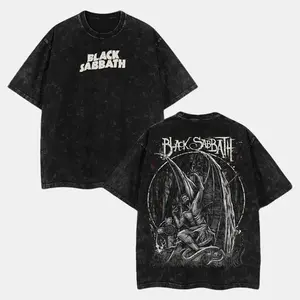 Retro Vintage Limited Edition Demon - Black Sabbath Heavy Metal Shirt, Unisex Oversize Rock Band Washed Heavyweight Clothes Menswear Cotton Oversized Classic Prints Seamless Smooth T-Shirt Top Tshirt Streetwear