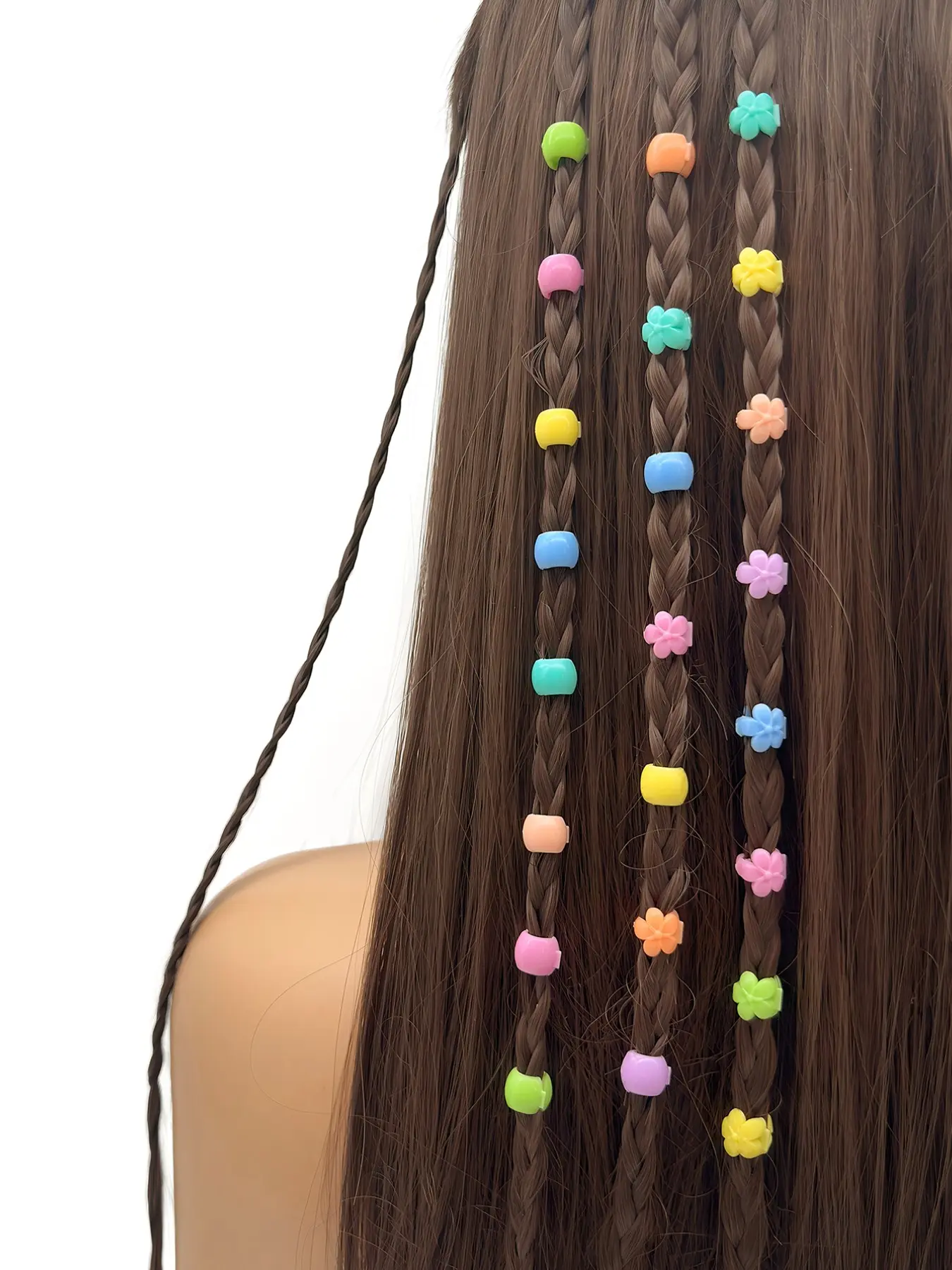 100pcs Sweet Candy Color Bead Floral Hair Clips, Vibrant Spring Adjustable Hair Accessories, Fresh Boho Hair Clips for Women's Braids, Twists & Dreadlocks, Bulk Pack