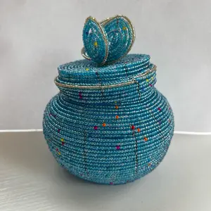 African Beaded Jewelry Basket