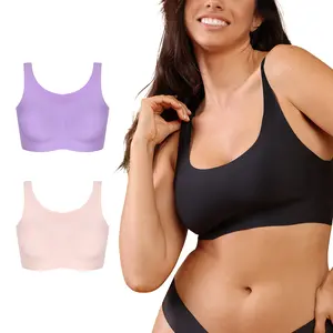 Cosmolle 2 Piece AirWear Wireless Seamless Bra Plain Cloud Comfort Soft Vest-Style Stretch Light Support Daily Bra Breathable Everyday