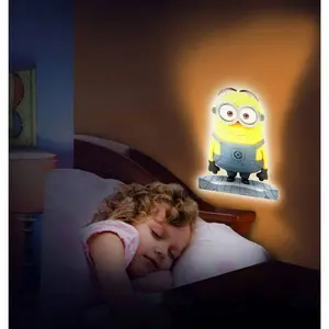 Minions Room A Lite Minion Soft Glowing Night Light for Kids Wall Mountable Button Activated 10 Minute Auto Off Safe & Comfortable