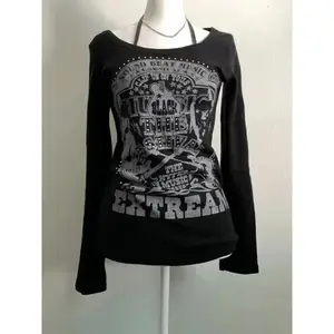 2000s clothes2000s American Vintage Gothic Black Women T-shirts Punk Style Graphic Grunge Tshirts Harajuku Y2k Long Sleeve Tops Streetwear