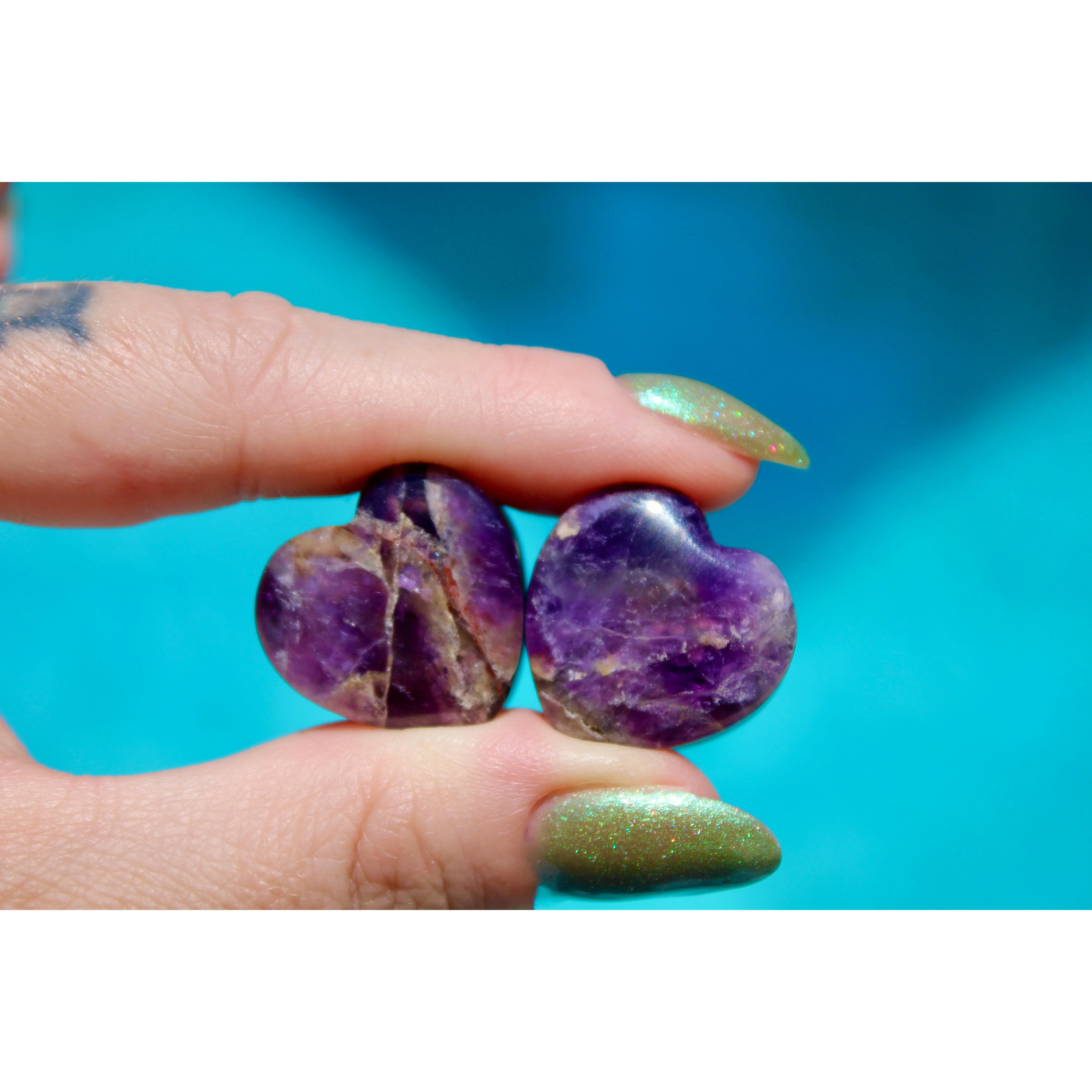 Amethyst Stone Heart Shaped Double Flared Purple Gauge