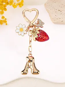Cute Letter Butterfly Strawberry Flower, Wallet Backpack Accessory for Women, Student Handbag Charm Car Key Chain, Keychain For Bags, Trendy Cute Keychain