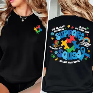 100% CottonFamily Autism Support Squad Autism Awareness Sped Teacher T-Shirt