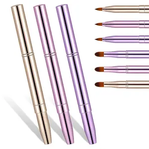 3 Pack Lip Brushes for Lipstick Lip-Gloss Professional Double-ended Lip Makeup Brush Retractable-Lip Brushes Travel Lip-Makeup Brush Set for Lipstick-Lip Gloss Eyeshadow Include Lid