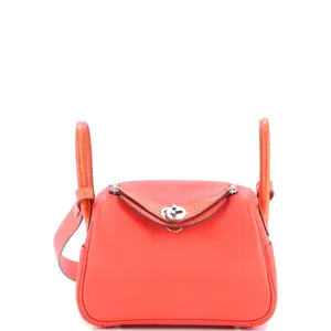 Pre-owned HERMÈS material Messenger Bags Hermes Bicolor Touch Lindy Bag Swift with Matte Alligator Mini by Rebag