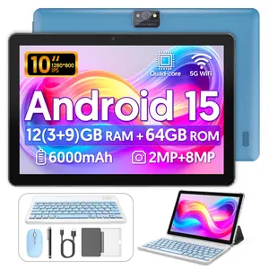 10 Inch Android Tablet PC, 12 Gb RAM (3 + 9), 64 Gb ROM, 1 Tb Expandable Storage, Quad-Core Dual Mode Touchscreen, Keyboard & Mouse Included