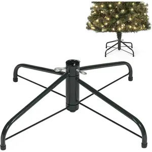 Replacement Christmas Tree Stand for Artificial Trees, Folding Christmas Tree Base for 4 Ft to 6 Ft Artificial Trees, Fits 0.5-1.25 Inch Tree Pole, Green