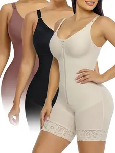 Women’s Fajas Colombianas Shapewear Tummy Control Butt Lifter Shaper with Zipper Crotch Detachable Shoulder Strap