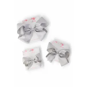 Silver Grosgrain Hair Bow