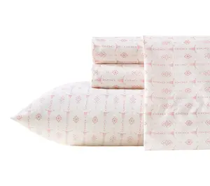 Wrangler Steer Head Stripe Ivory/Pink Microfbr King Sheet Set