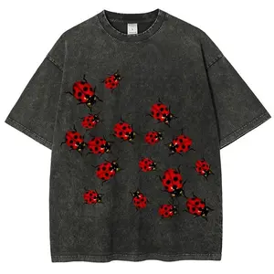 valentine shirts Ladybugs Unisex Vintage Washed Shirt, Graphic Tee, Unisex Fashion, Full Color, Full Size, For Men, For Women