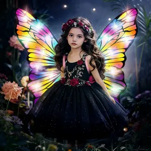 Electric butterfly fairy wings for girls, butterfly wings with LED lights and music, educational, musical technology toy, suitable for girls aged 6-8, party dress-up, Party costume accessory, Valentine's Day, birthday gift