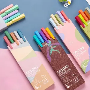 5pcs/1 Box Retro Color Ballpoint Pen Morandi Gel Pen Set 0.5mm Various Colors Smooth Writing College Student Pen Is Perfect for School and Office Use