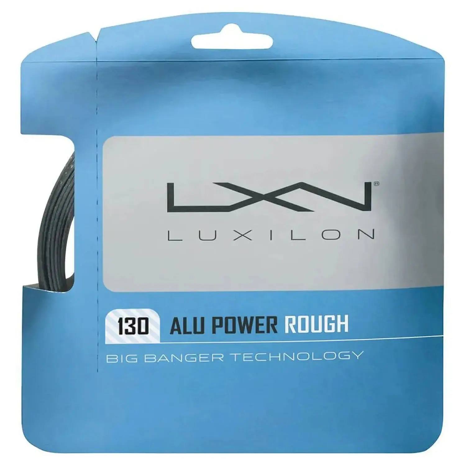 Rough Surface Polyester Tennis String for Sports Rackets, Textured Coating for Spin Boost, Power, Control Focus - 16G/1.30mm, 40 ft, Silver