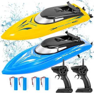 GARVEE Pack of 2 remote control boats, remote control boats for kids and adults, 10 km/h 2.4 G, high-speed remote control boat, fast RC boats for pools and lakes with 4