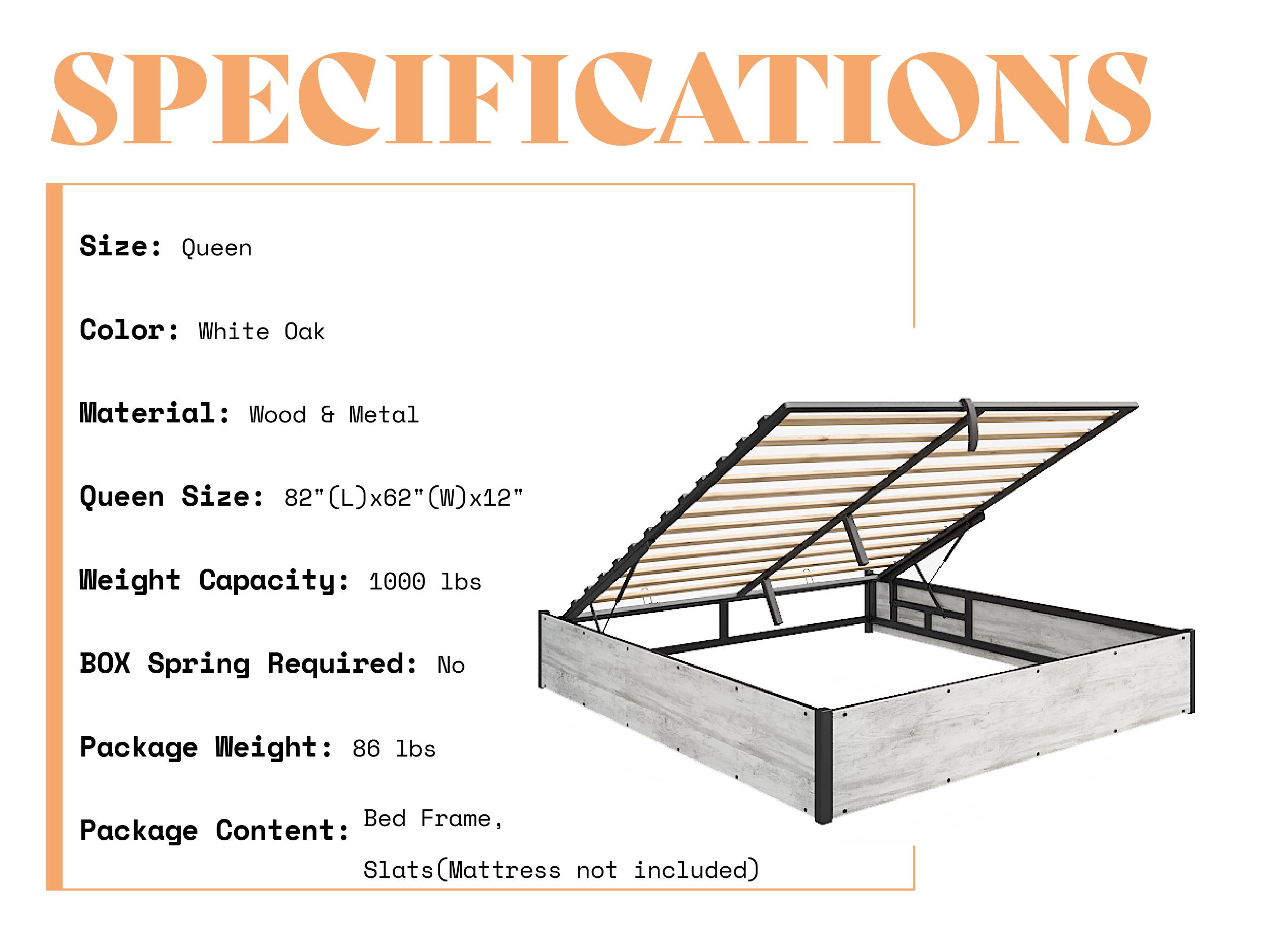 AMERLIFE Lift Up Storage Bed, Full Bed Frame with Storage Underneath, Wooden Platform Bed Frame, Solid Wood Slats Support, No Fixed Headboard Furniture Home/Best Gift Ideas/Christmas Gifts