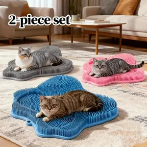 3 Colors Cat Hair Brush Set, 2-Piece Pet Multi-Functional Soft Comfortable Grooming Tool, Grooming Accessories, Grooming Supplies, Non-Slip Washable for Home Living Room Bathroom