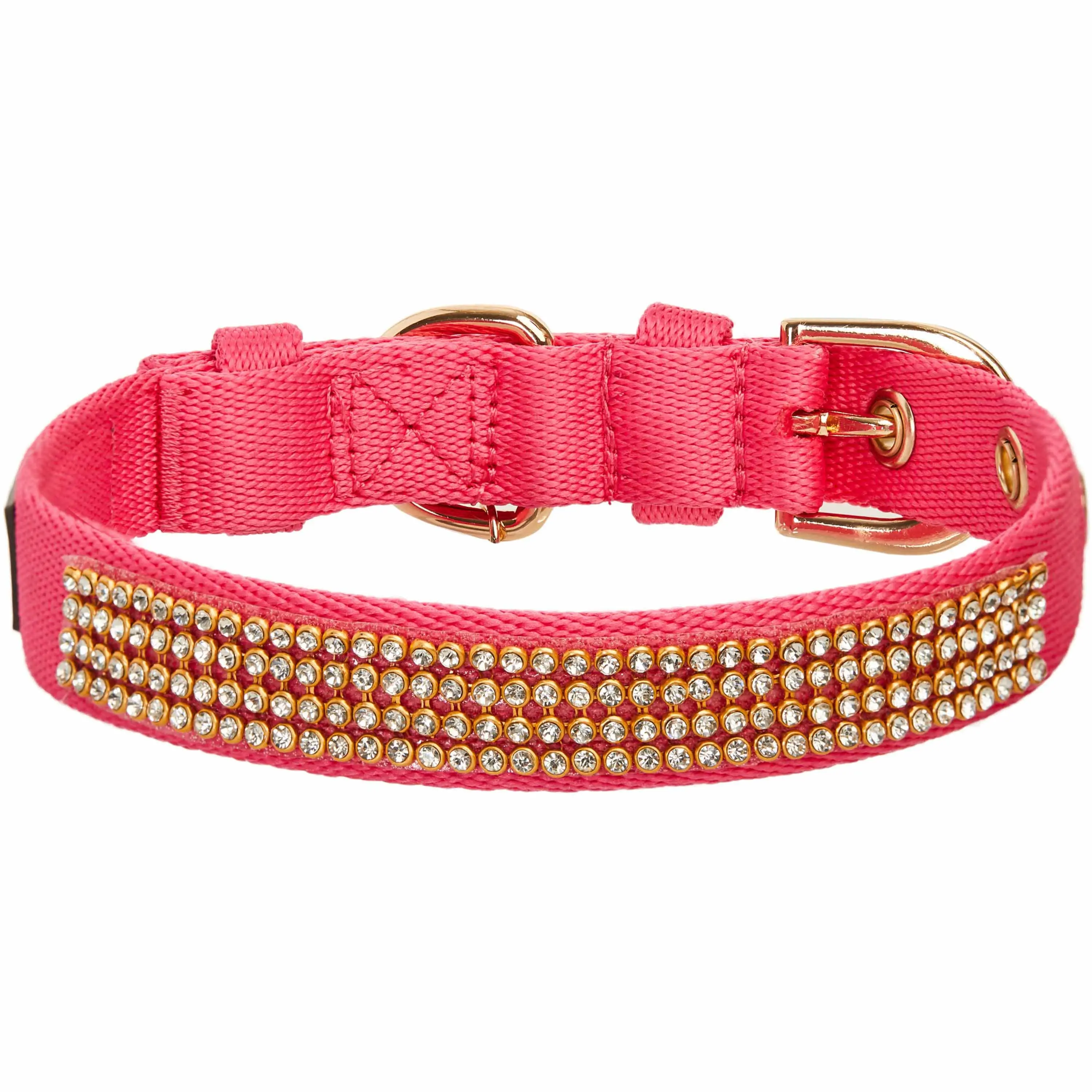 Pink Bling Crystal Rhinestone Dog Collar With Gems Shine