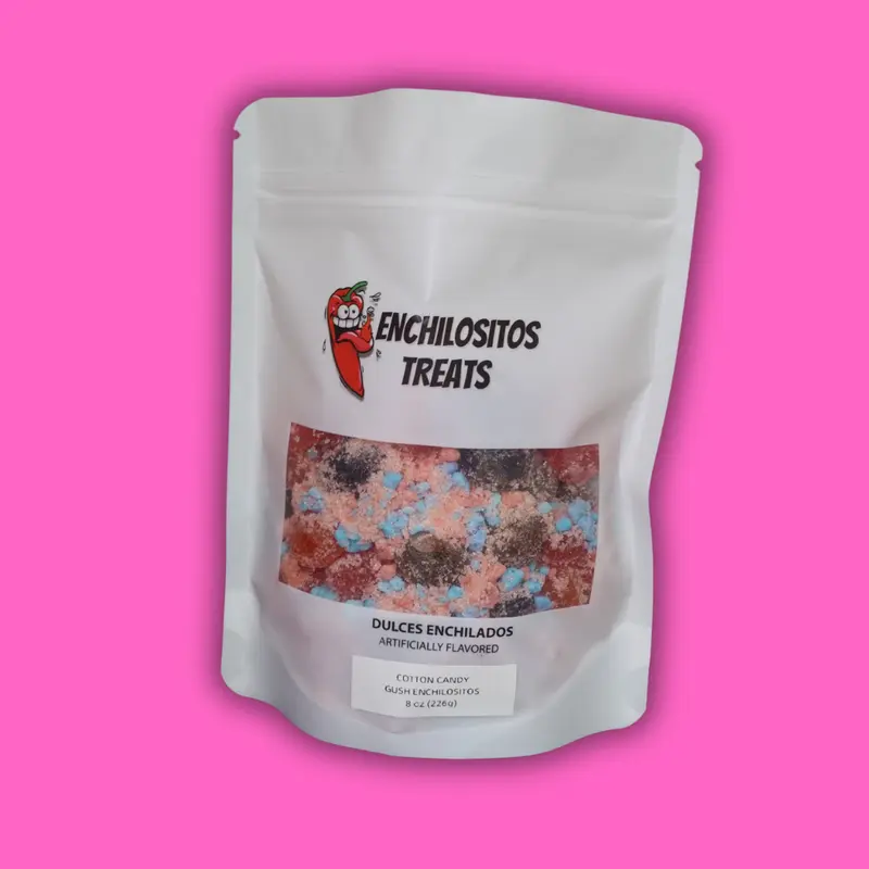 Half Pound cotton candy strawberry gushies Sweet  by Enchilositos Snack Soft Bonbon Corn