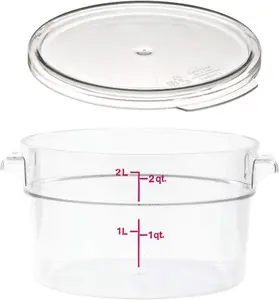 Cambro 2 Qt. Clear Round Polycarbonate Food Storage Container with Polycarbonate Lid Airtight Kitchen Utensils foodstorage freezersafe containers food cover microwave-safe preserving containers