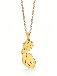 Mother's Day Gift New Stainless Steel Mother Pendant Necklace Hollow Heart Design, Elegant Jewelry for Women