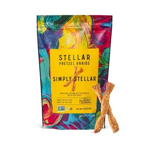 Snacks Pretzel Braids, 12 OZ Large Bag Vegan, Kosher, NonGMO Rods, Twists, Sticks (12 Oz, Simply Stellar)