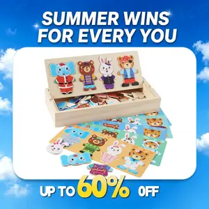 Wooden Small Animal Dress-Up Puzzle, 20 Pieces Mix and Match Outfits, Sorting & Matching Toy with Storage Case, Educational Puzzle for Toddlers Ages 3+