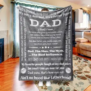 Blanket Fun Dad Plush Throw, Slogan Print Blanket, Perfect Birthday Gift for Father, Ideal Father's Day & Thanksgiving Present From Son Daughter