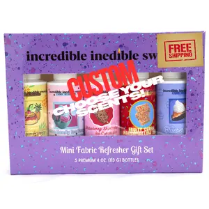 Customized Scents - Mini Fabric Refresher Gift Set - Set of 5 4 Oz. Mini Bottles - Choose Your Scents - Incredible Inedible Sweets Dessert Scented Premium Fabric Refresher & Linen Sprays