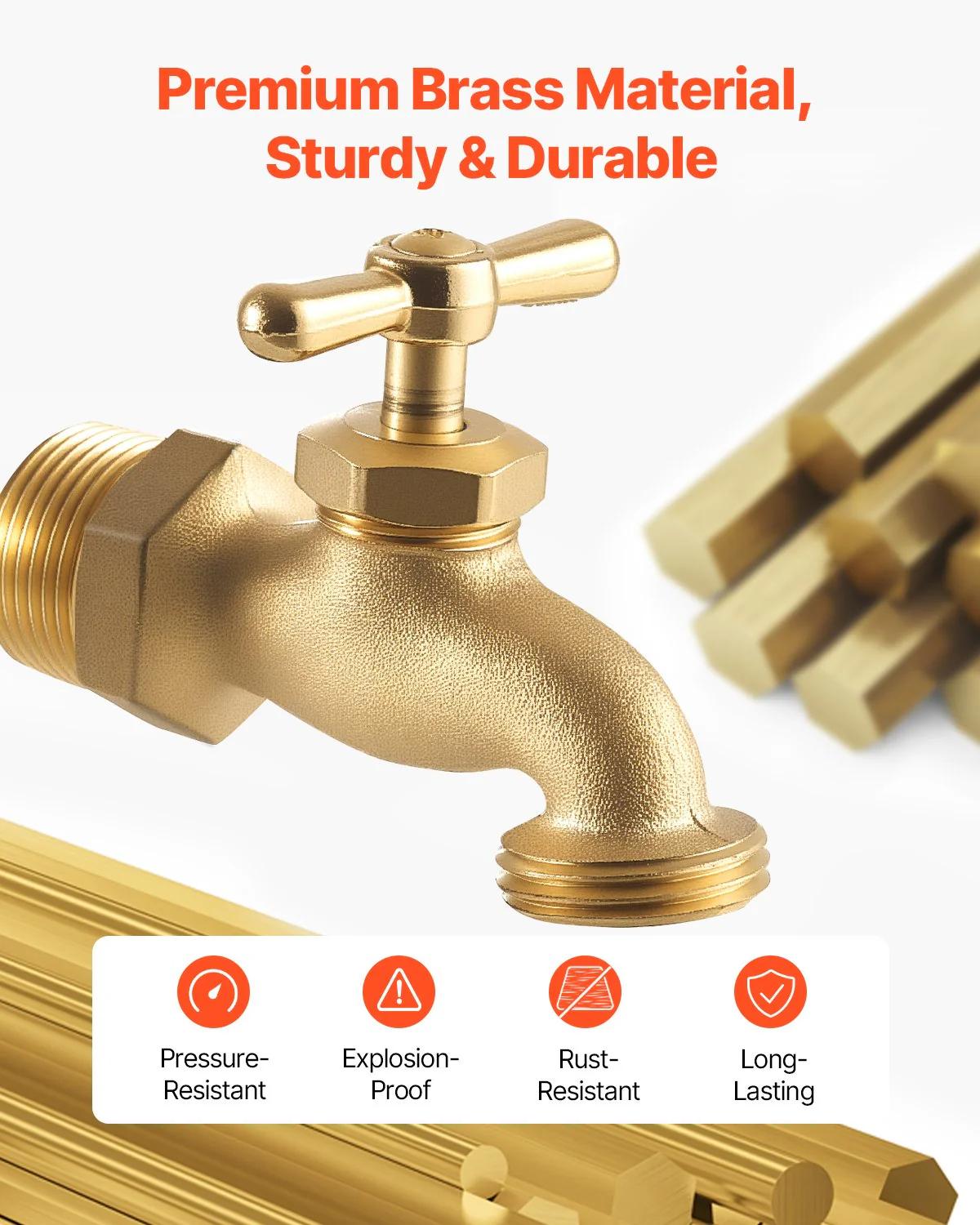 Outdoor Garden Brass Water Faucet Spigot Hose Bibb Connection High Flow Garden Hose Adapter