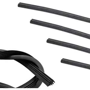 4 PCS 28" Silicone Frameless Wiper Blade Refill, Waterproof Boneless Wiper Inserts, Windshield Rubber Strip Replacement, Universal for Most Cars, Trucks, SUVs (Black)