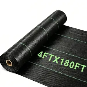 Weed Fabric Barrier Heavy Duty, 4x180FT 3.2oz Weed Blocker Fabric, Woven Landscape Fabric, Garden Fabric Weed Barrier, Weed Control Fabric Ground Cover, Geotextile Fabric, Gardening Mat, Black